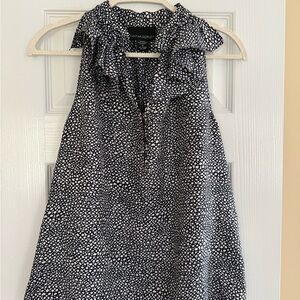 Cynthia Rowley Navy and White Patterned Top